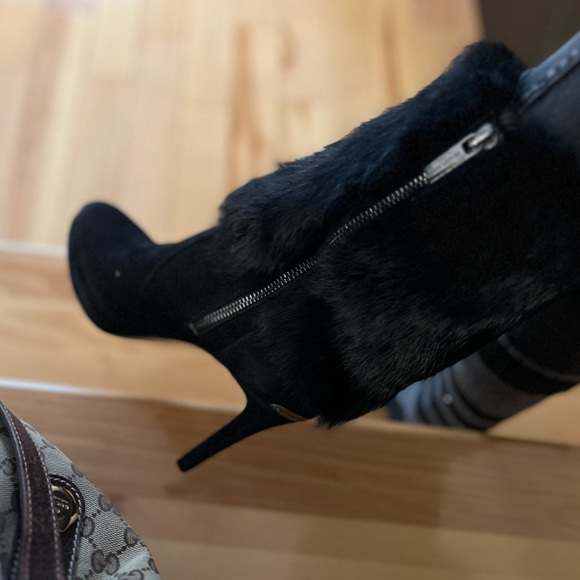 - Black fur embellished heeled boot - Picture 12 of 12